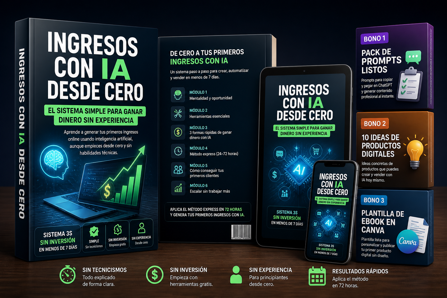 Ingresos con IA desde Cero El sistema simple para ganar dinero online sin experiencia y en menos de 7 días 💸